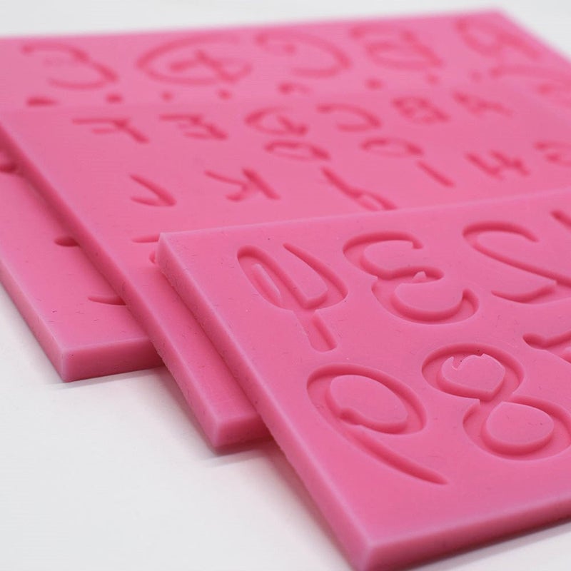 AK ART KITCHENWARE 3PCS Number and Alphabet Silicone Fondant Mold for Decorating Cake Cupcake Cookie Moulds Pastry DIY Bakery Tools SM-831 Pink - Image 2